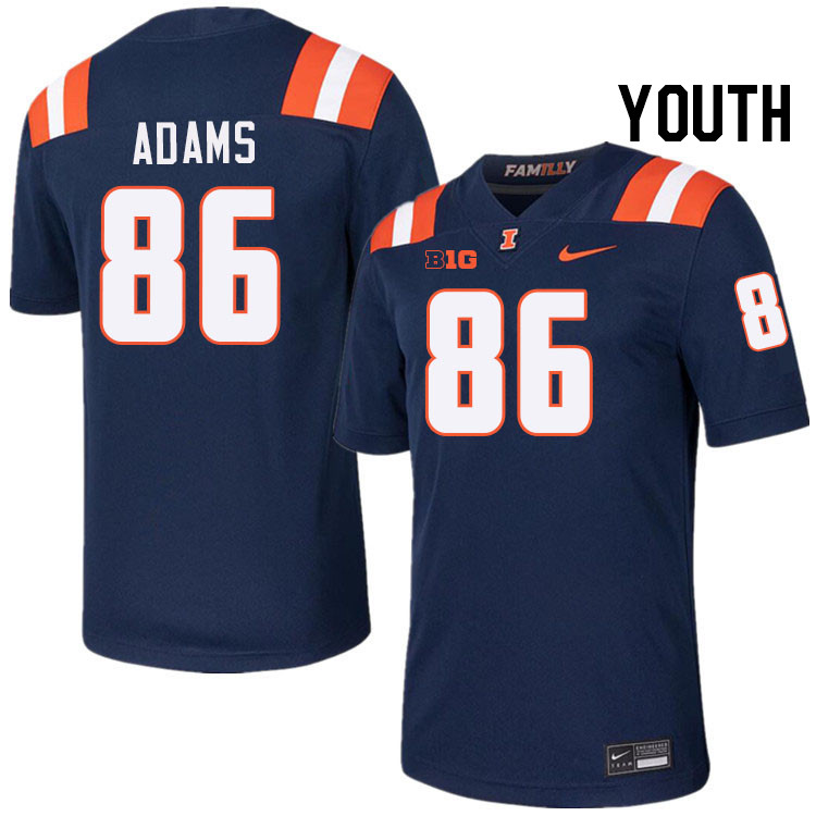 Youth #86 Weston Adams Illinois Fighting Illini College Football Jerseys Stitched-Navy